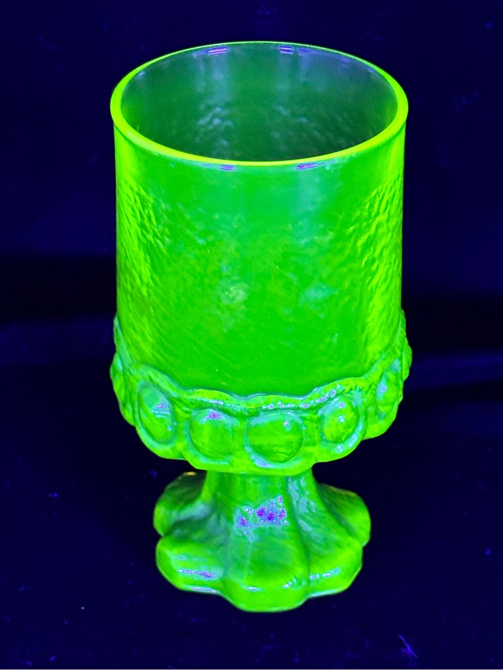 Vintage Tiffin Franciscan Madeira Footed Citron Green Uranium Glass Goblet